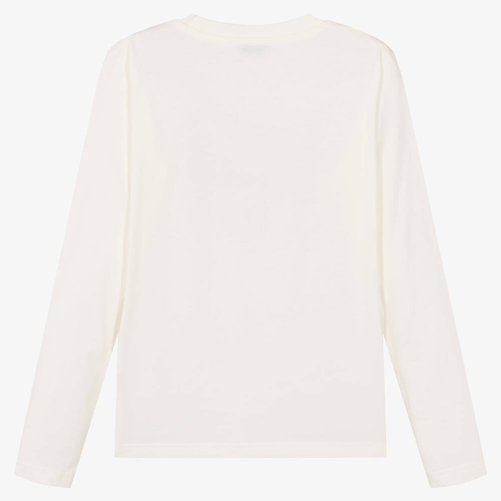 Moncler Enfant-توب قطن جيرسي لون عاجي تينز | Childrensalon