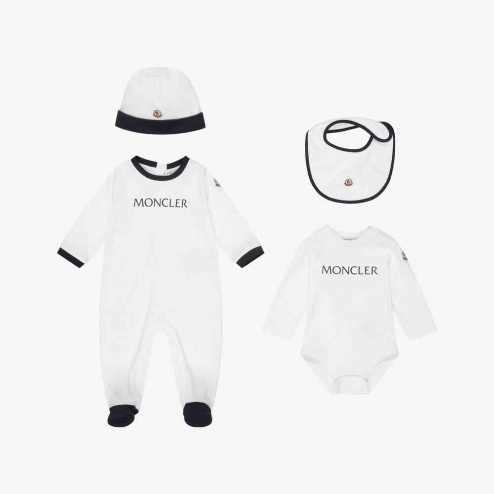 Moncler Enfant-طقم أفارول بيبي غرو قطن لون أبيض للرضع | Childrensalon