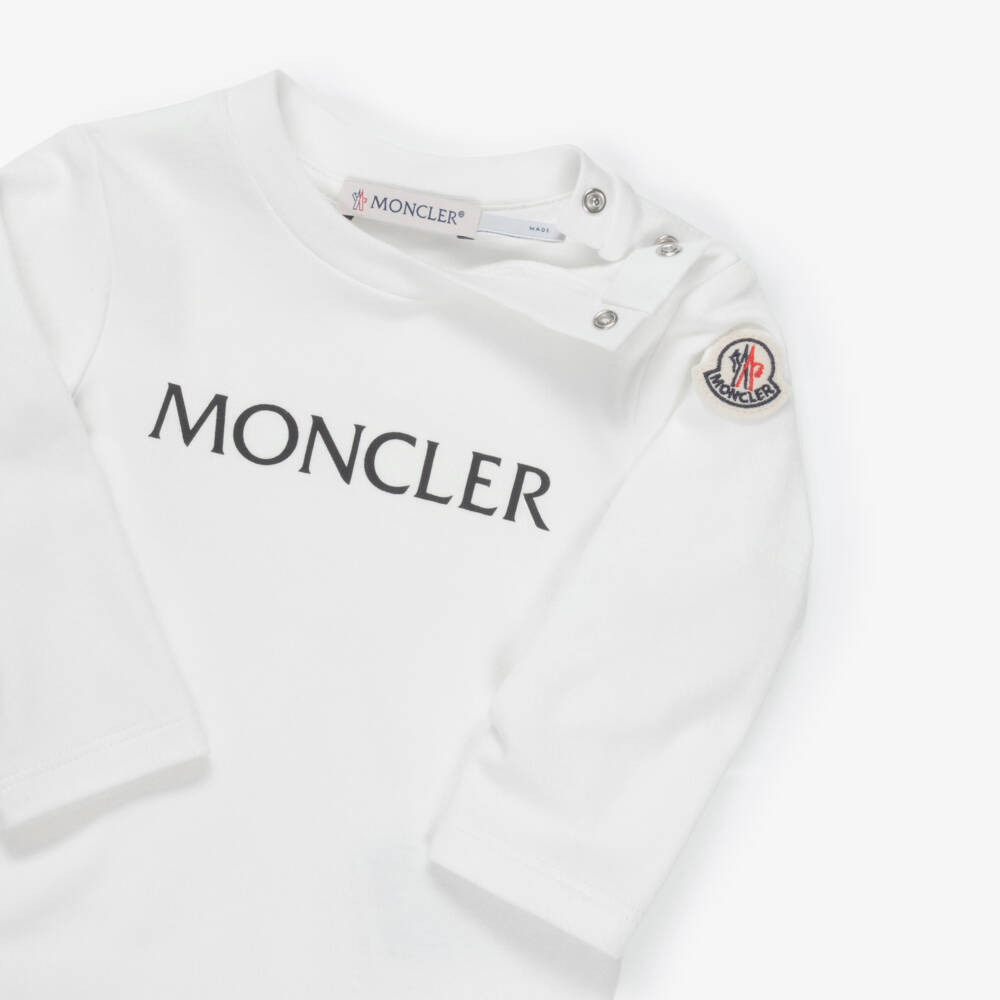 Moncler Enfant-طقم أفارول بيبي غرو قطن لون أبيض للرضع | Childrensalon