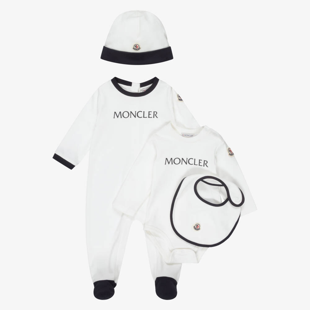 Moncler Enfant-طقم أفارول بيبي غرو قطن لون أبيض للرضع | Childrensalon