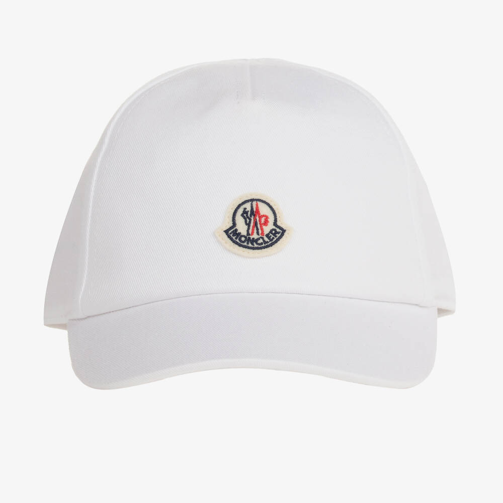 Moncler Enfant-White Cotton Baseball Cap | Childrensalon