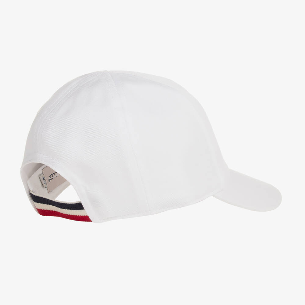 Moncler Enfant-White Cotton Baseball Cap | Childrensalon