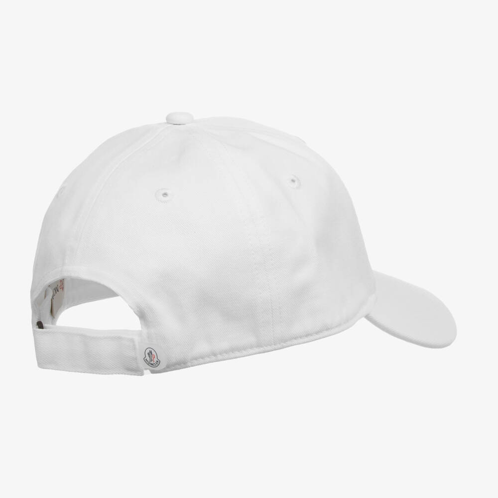 Moncler Enfant-White Cotton Junior Baseball Cap | Childrensalon