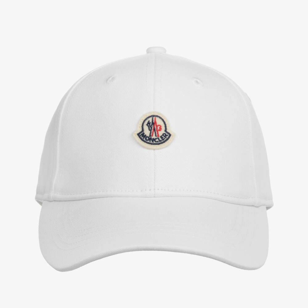 Moncler Enfant-White Cotton Junior Baseball Cap | Childrensalon