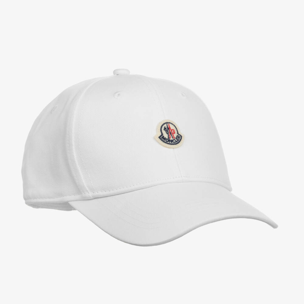 Moncler Enfant-White Cotton Junior Baseball Cap | Childrensalon