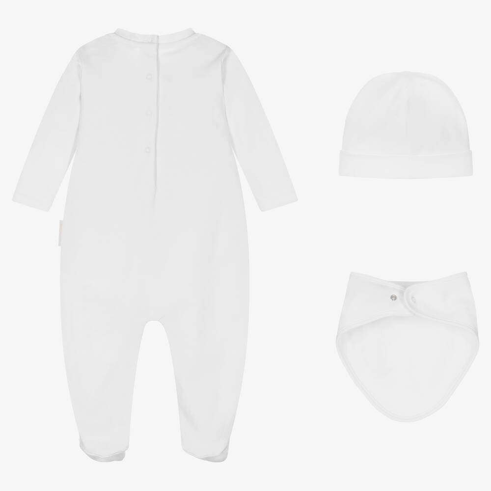 Moncler Enfant-طقم أفرول بيبي غرو قطن لون أبيض للأطفال | Childrensalon