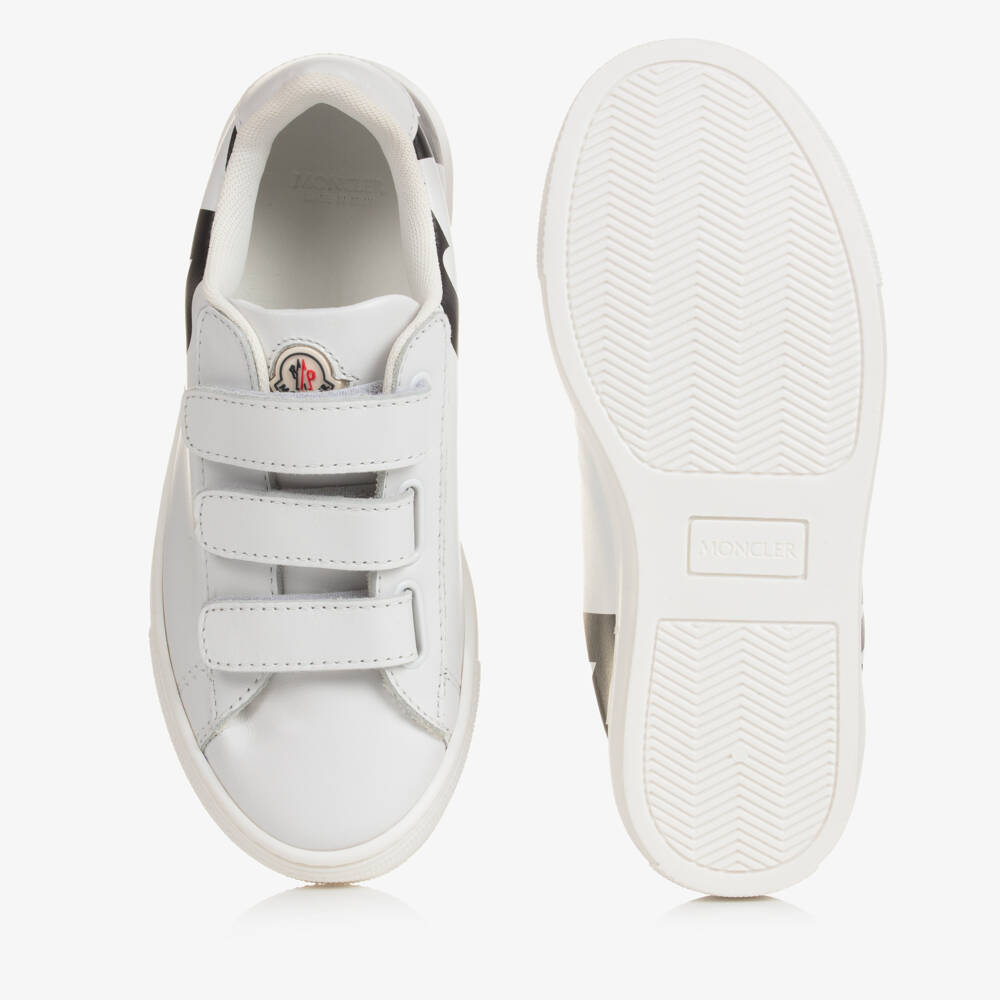 Moncler Enfant-حذاء رياضي جلد لون أبيض وأسود للأولاد | Childrensalon
