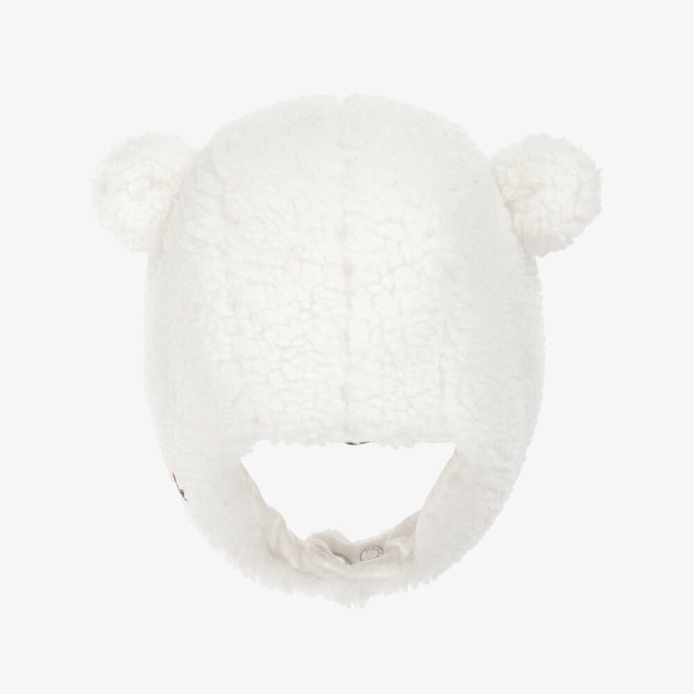 Moncler Enfant-White Sherpa Fleece Trapper Hat | Childrensalon