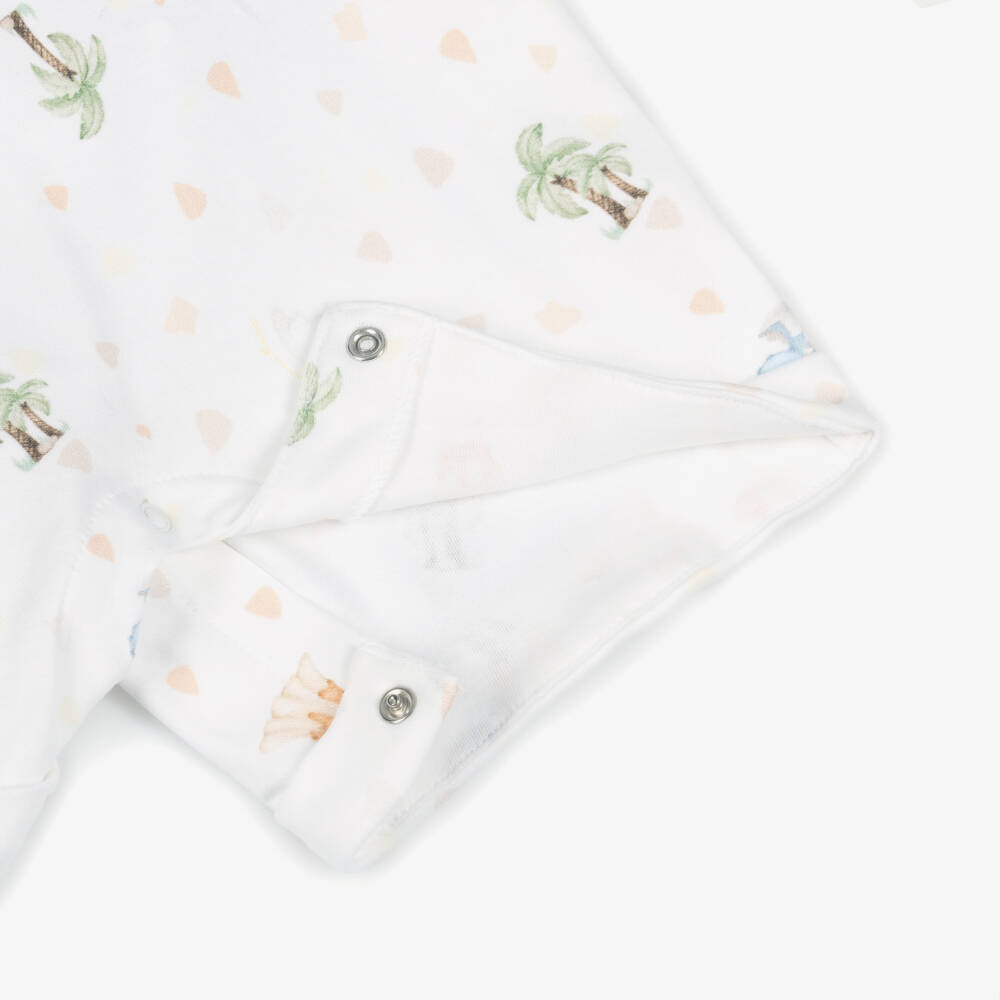 Monnalisa-Baby Boys White Dinosaur Print Cotton Jersey Shortie | Childrensalon
