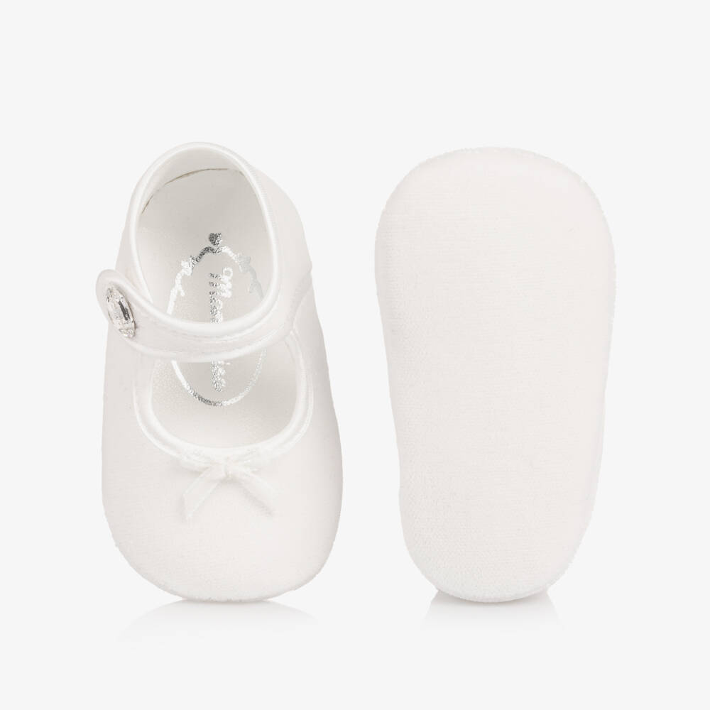 Monnalisa-Пинетки кремовые бархатные для малышек | Childrensalon