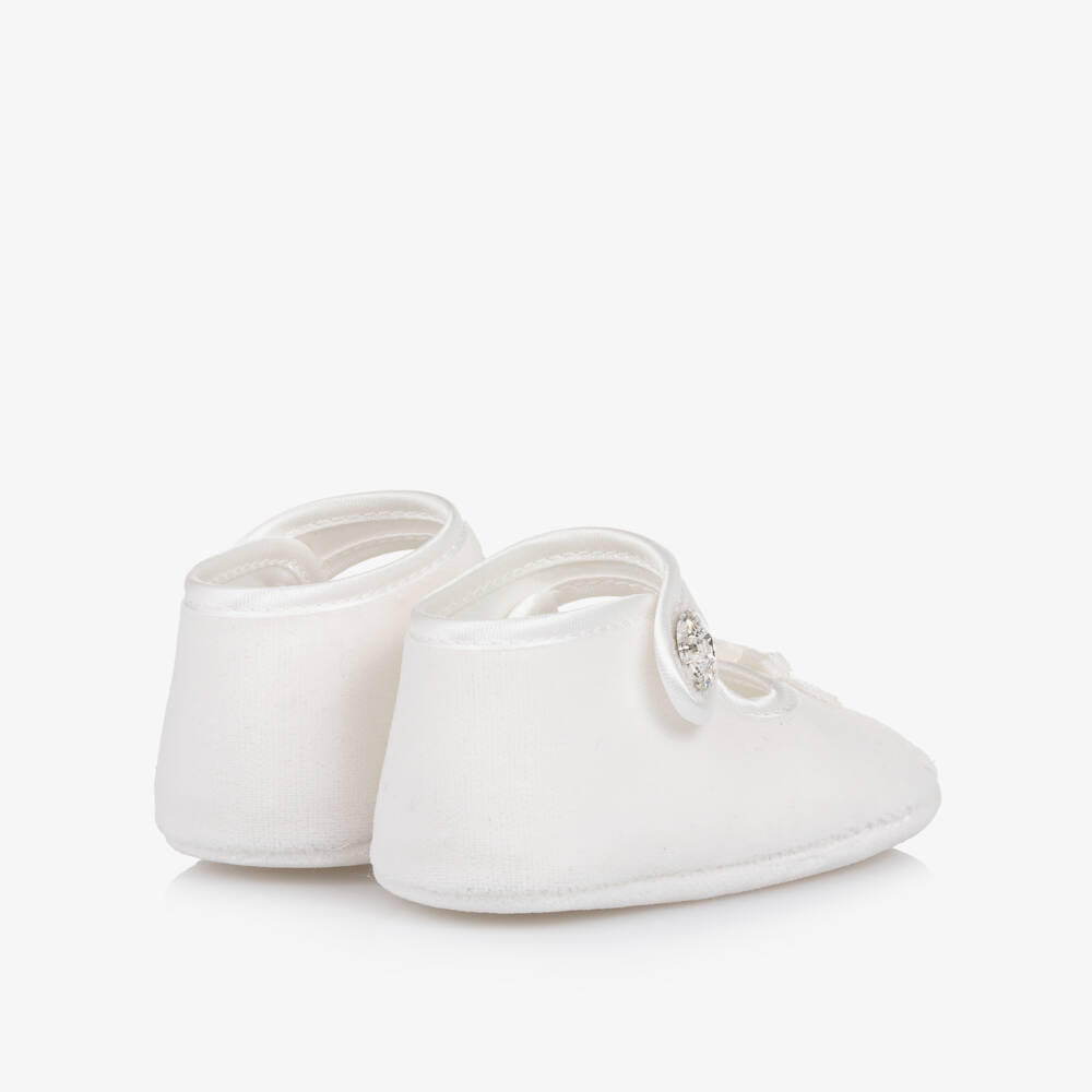 Monnalisa-Пинетки кремовые бархатные для малышек | Childrensalon