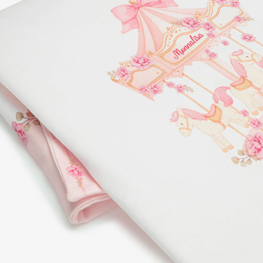 Monnalisa-Baby Girls Pink Carousel Blanket with Bow Print (94cm) | Childrensalon