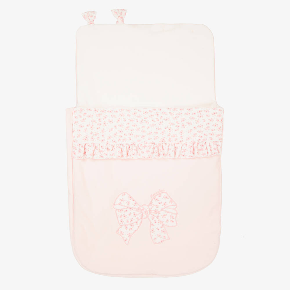 Monnalisa-Baby Girls Pink Cotton Floral Bow Nest (74cm) | Childrensalon