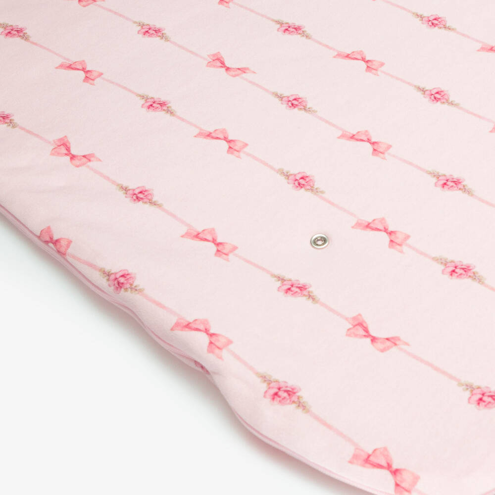 Monnalisa-Baby Girls Pink Sleeping Bag with Bow Print (71cm) | Childrensalon
