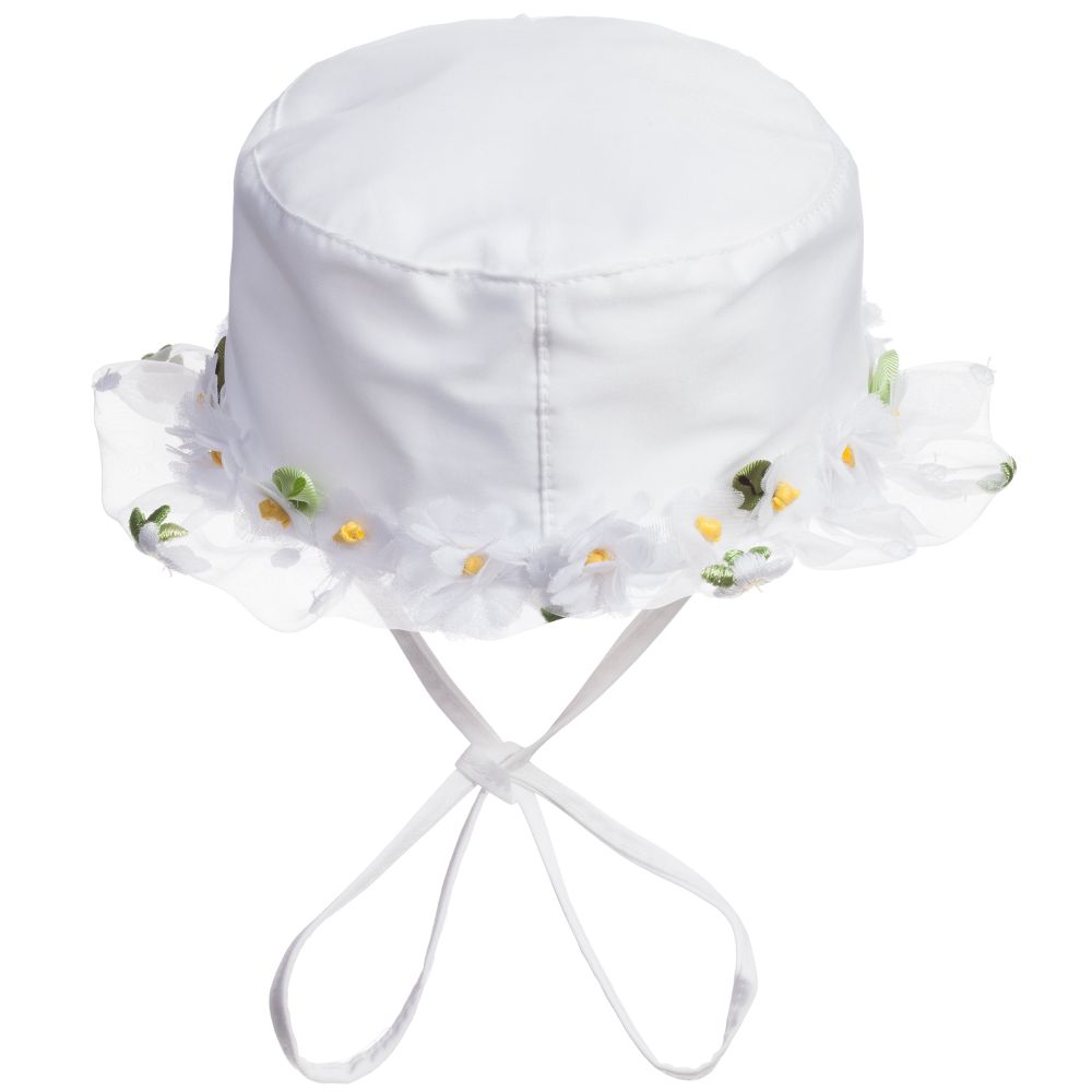 Monnalisa Chic-Baby Girls White Sun Hat | Childrensalon