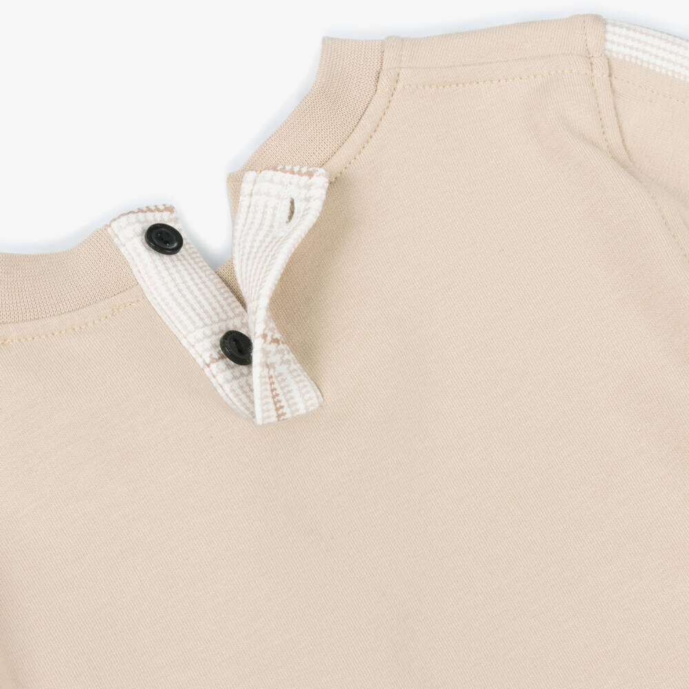 Monnalisa-Boys Beige Cotton Bear Club Tracksuit | Childrensalon