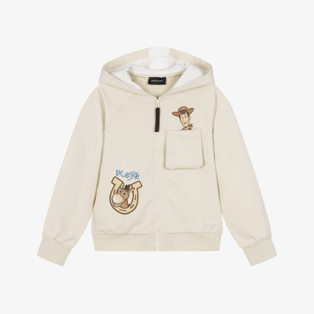 Monnalisa-Boys Beige Cotton Toy Story Zip-Up Top | Childrensalon