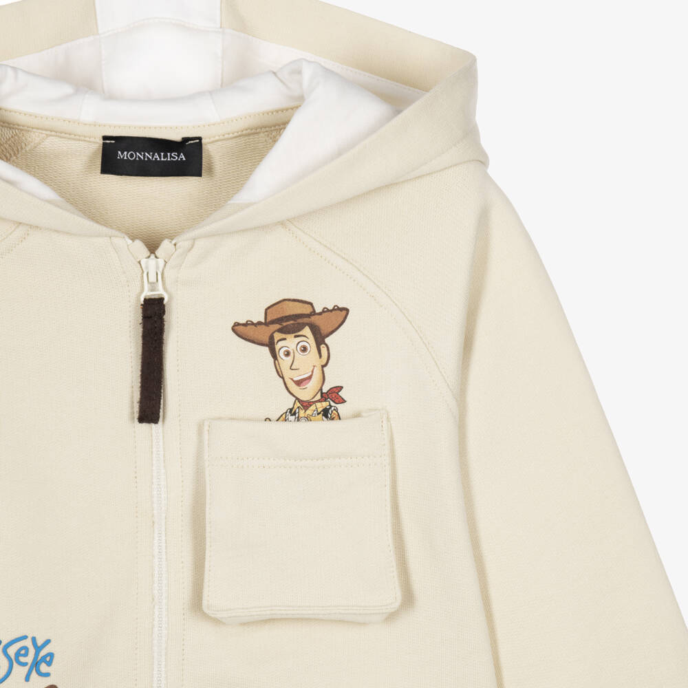 Monnalisa-Boys Beige Cotton Toy Story Zip-Up Top | Childrensalon