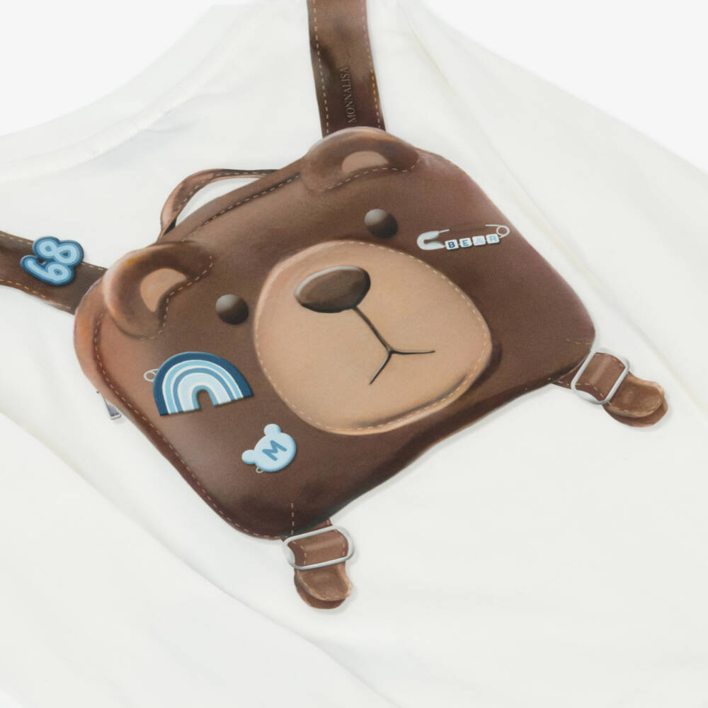 Monnalisa-Boys Ivory Cotton Backpack Print Top | Childrensalon