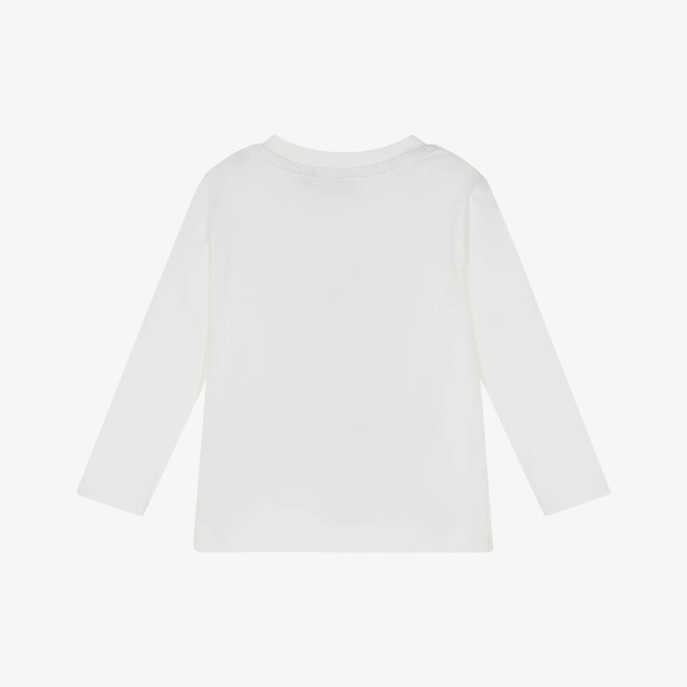 Monnalisa-Boys Ivory Cotton Teddy Bear Top | Childrensalon