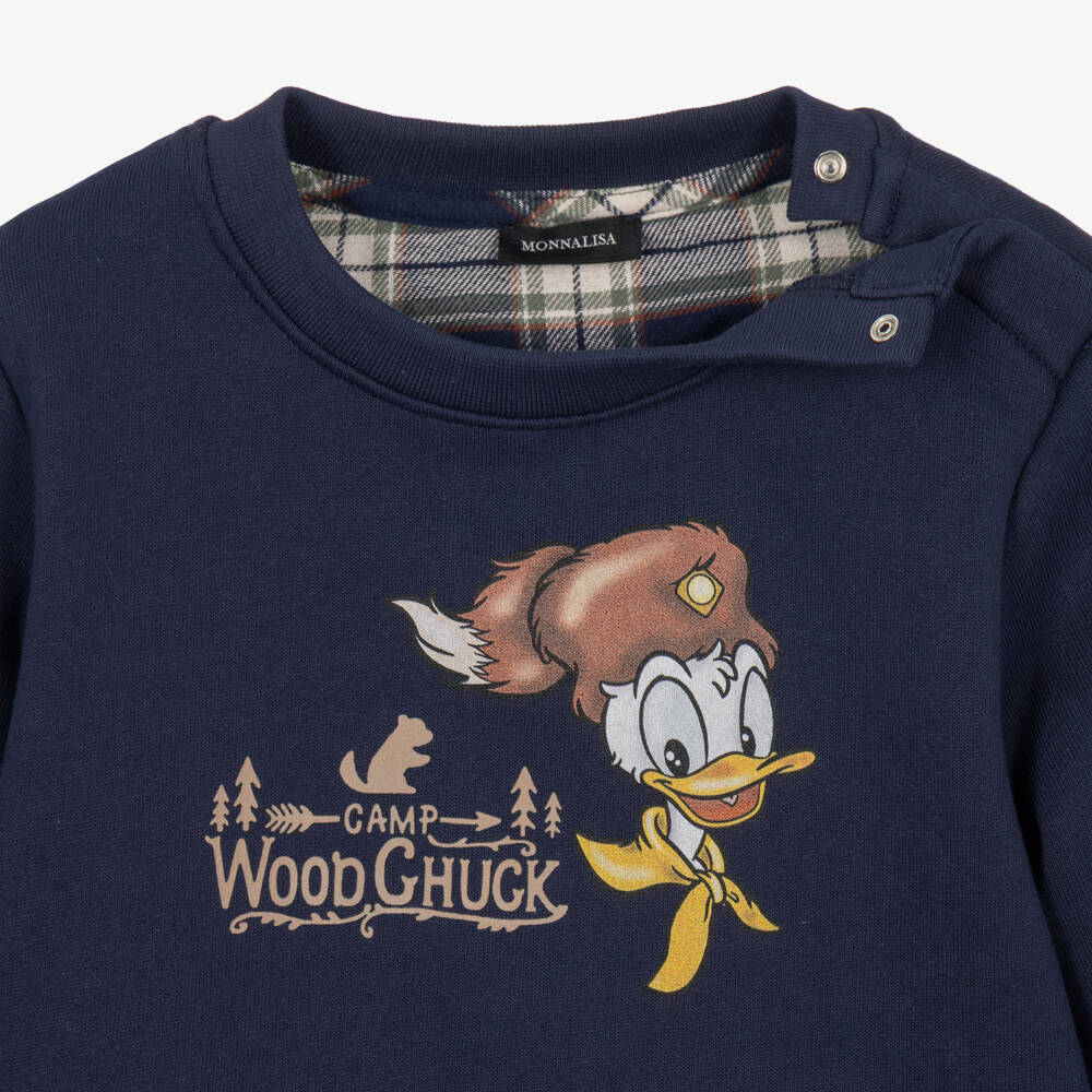 Monnalisa-Boys Navy Blue Disney Sweatshirt with Donald Duck | Childrensalon