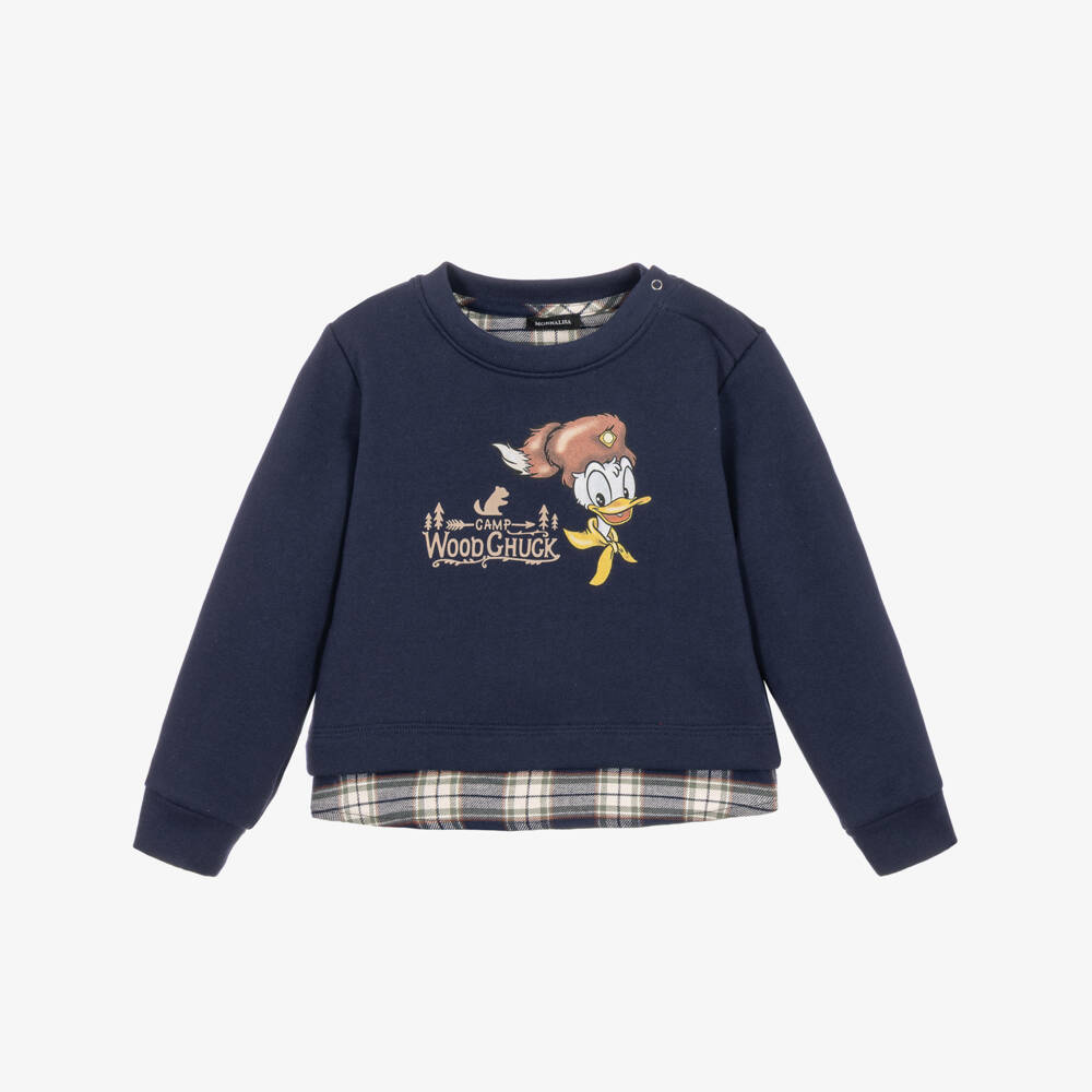 Monnalisa-Boys Navy Blue Disney Sweatshirt with Donald Duck | Childrensalon
