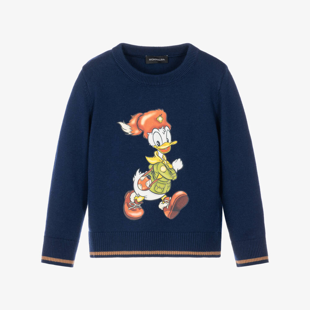 Monnalisa-Boys Navy Blue Donald Duck Sweater | Childrensalon