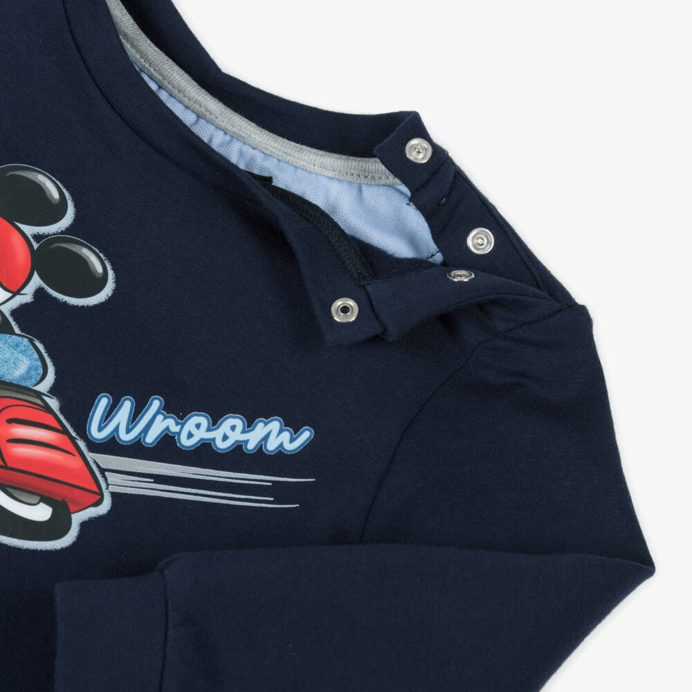 Monnalisa-Boys Navy Blue Mickey Mouse Sweatshirt | Childrensalon
