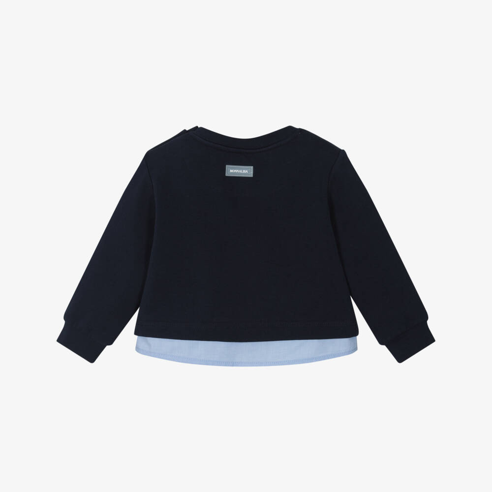 Monnalisa-Boys Navy Blue Mickey Mouse Sweatshirt | Childrensalon