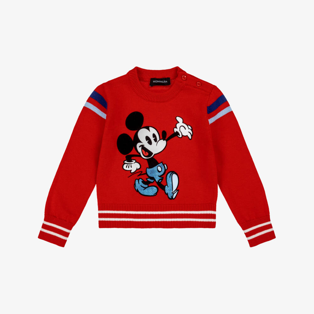 Monnalisa-Boys Red Wool Disney Mickey Mouse Sweater | Childrensalon