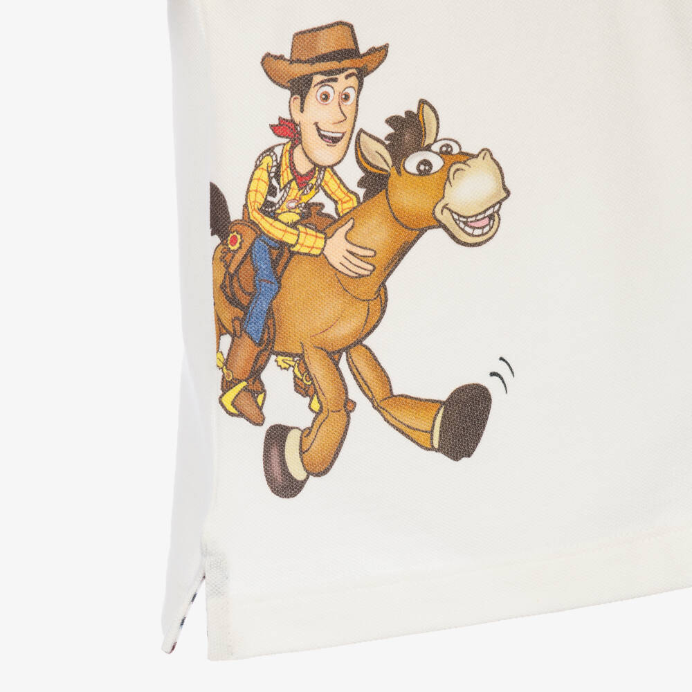 Monnalisa-Boys White Cotton Toy Story Polo Shirt | Childrensalon