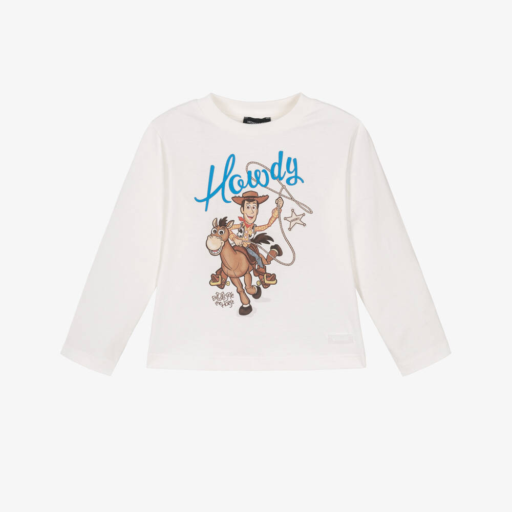 Monnalisa-Boys White Toy Story Cotton Top | Childrensalon