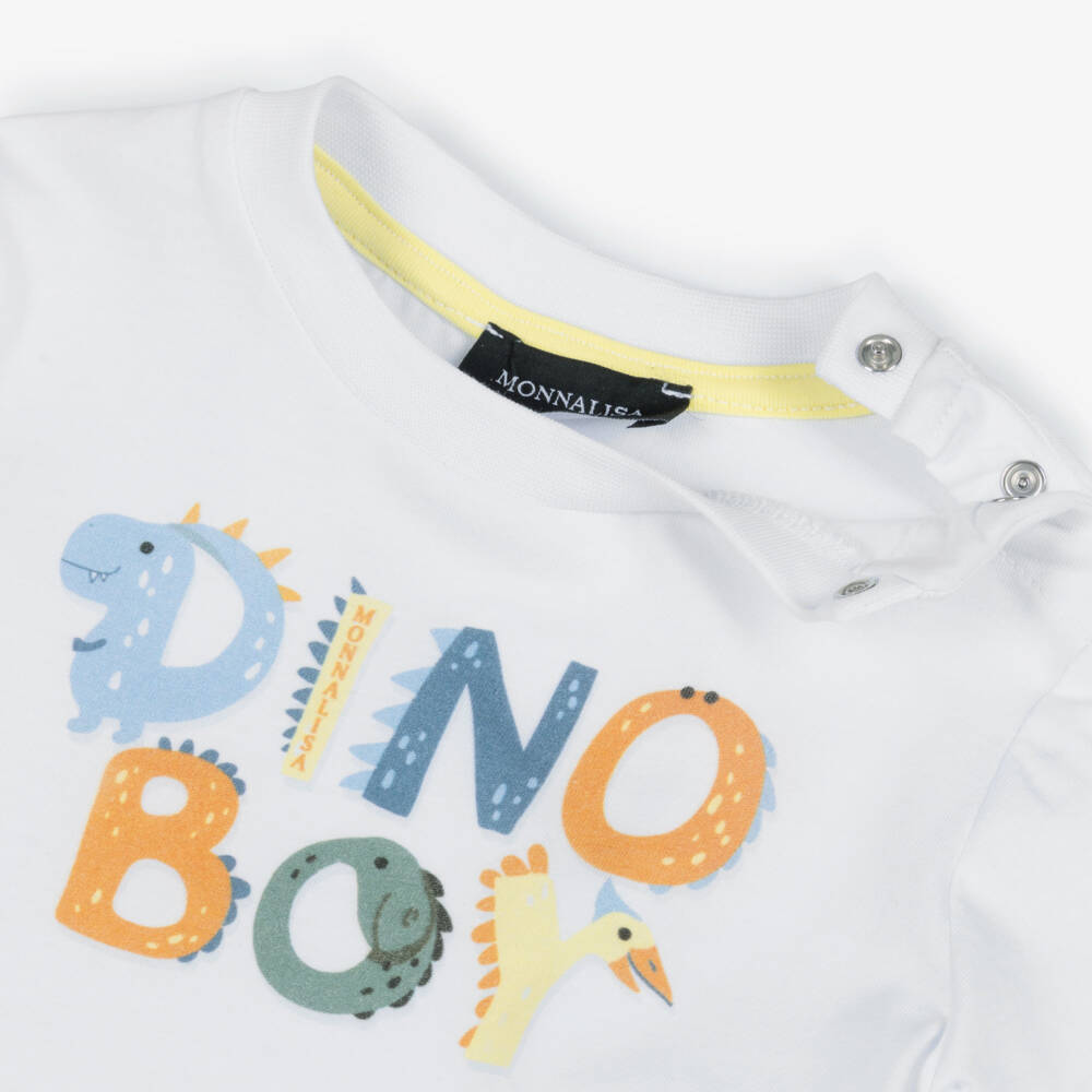 Monnalisa-طقم شورت قطن لون أبيض وأصفر للأولاد | Childrensalon