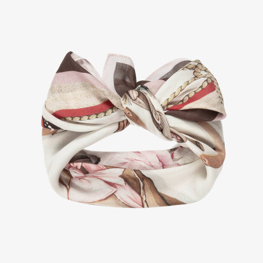 Monnalisa-Brown & Ivory Cowgirl Print Scarf (59cm) | Childrensalon