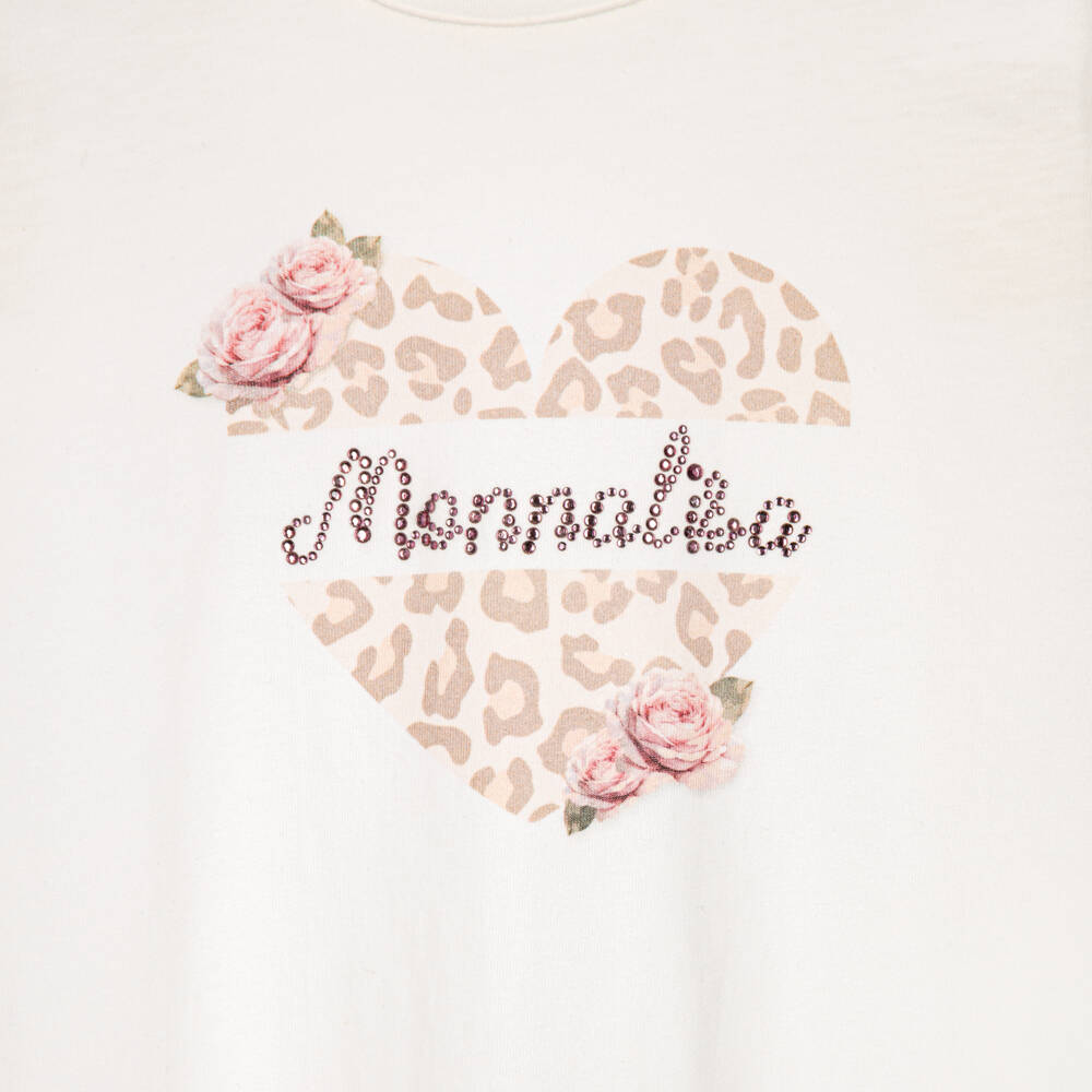 Monnalisa-Girls Beige Leopard & Rose Print Leggings Set | Childrensalon