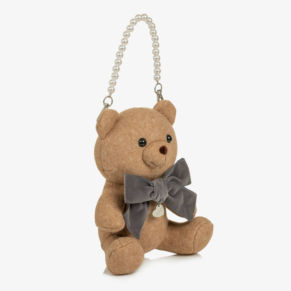 Monnalisa-Girls Beige Teddy Bear Handbag (24cm) | Childrensalon