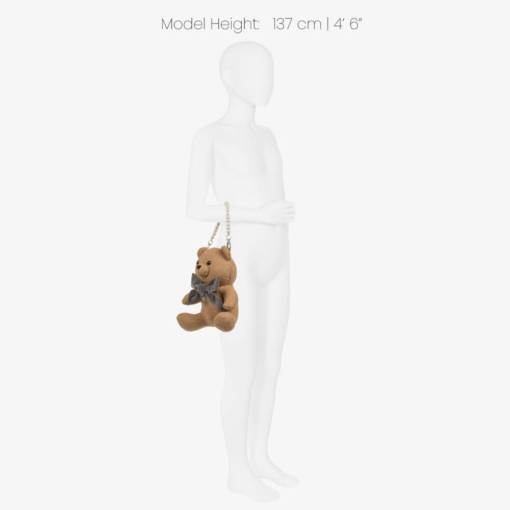 Monnalisa-Girls Beige Teddy Bear Handbag (24cm) | Childrensalon