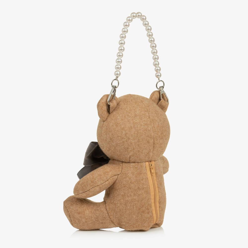 Monnalisa-Girls Beige Teddy Bear Handbag (24cm) | Childrensalon