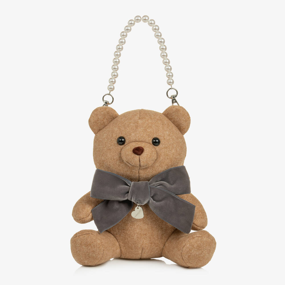 Monnalisa-Girls Beige Teddy Bear Handbag (24cm) | Childrensalon