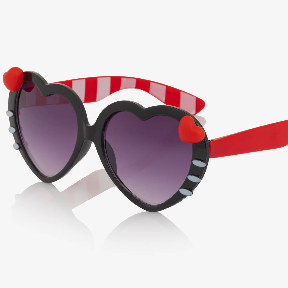 Monnalisa-Girls Black & Red Heart Hello Kitty Sunglasses | Childrensalon
