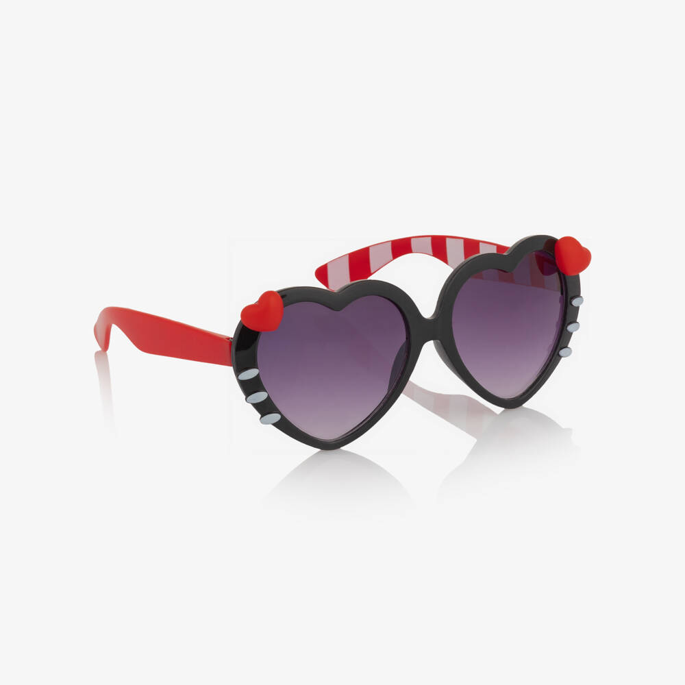 Monnalisa-Girls Black & Red Heart Hello Kitty Sunglasses | Childrensalon