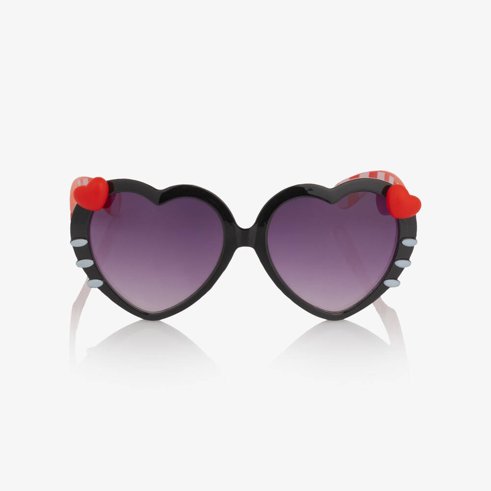 Monnalisa-Girls Black & Red Heart Hello Kitty Sunglasses | Childrensalon