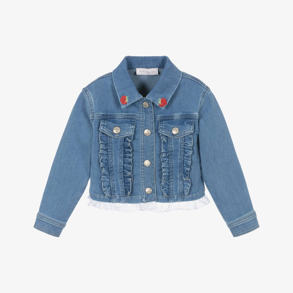 Monnalisa-Girls Blue Denim Winnie the Pooh Jacket | Childrensalon