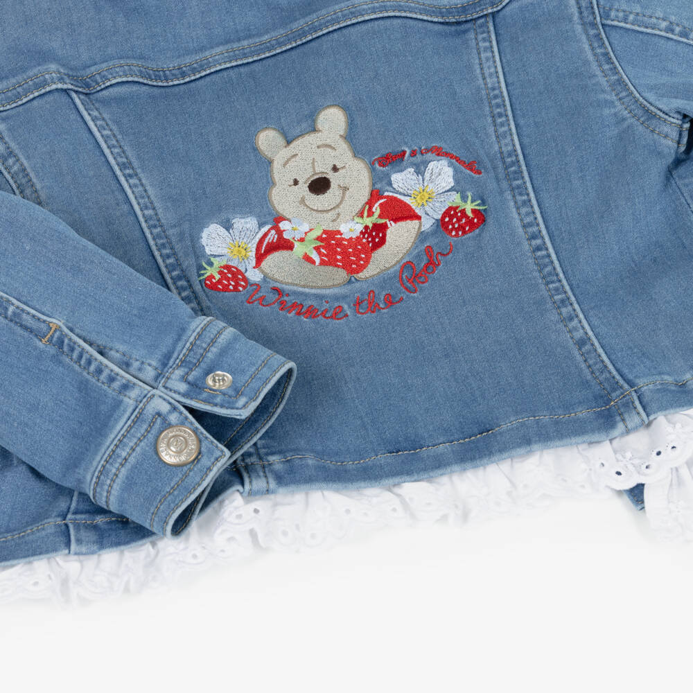 Monnalisa-Girls Blue Denim Winnie the Pooh Jacket | Childrensalon