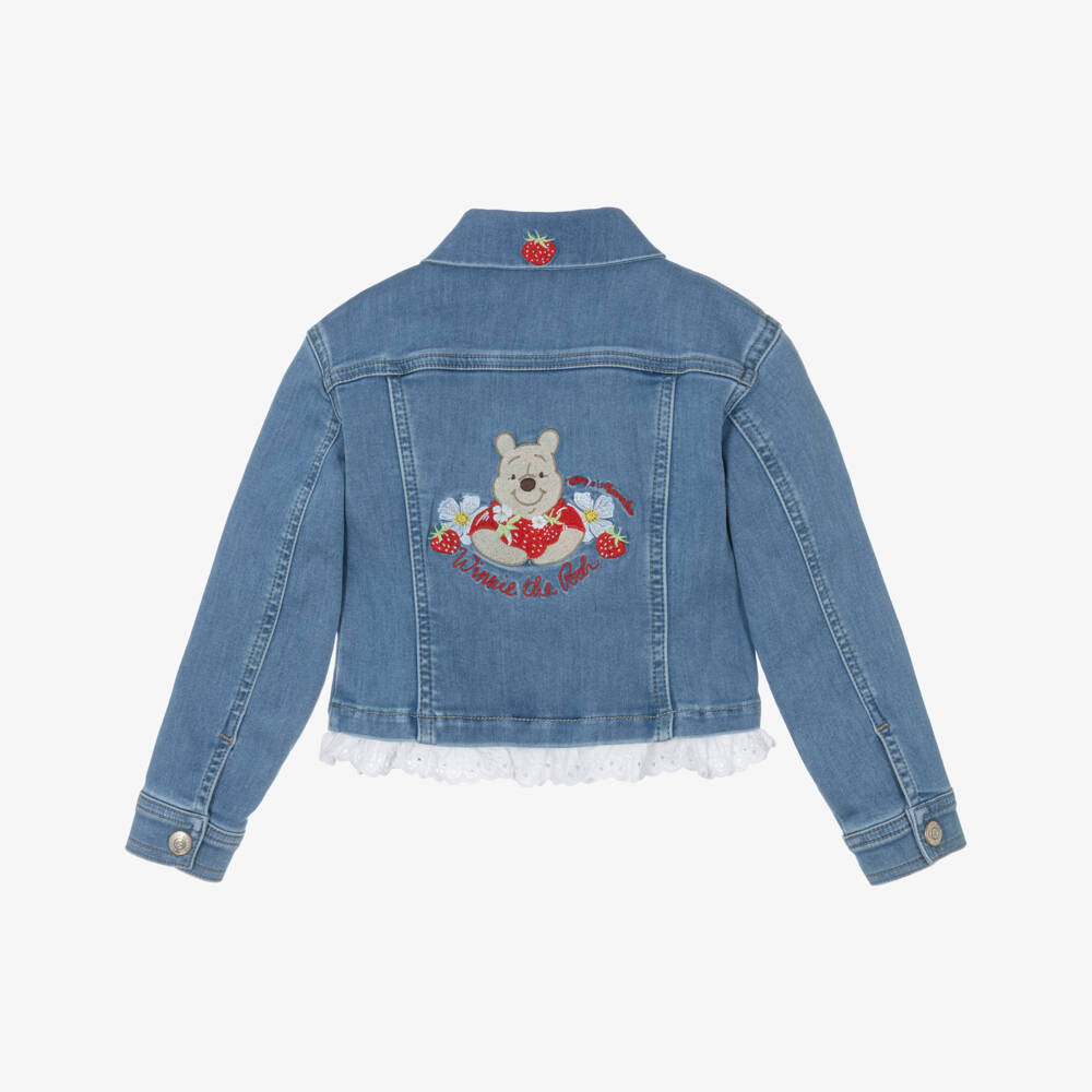 Monnalisa-Girls Blue Denim Winnie the Pooh Jacket | Childrensalon