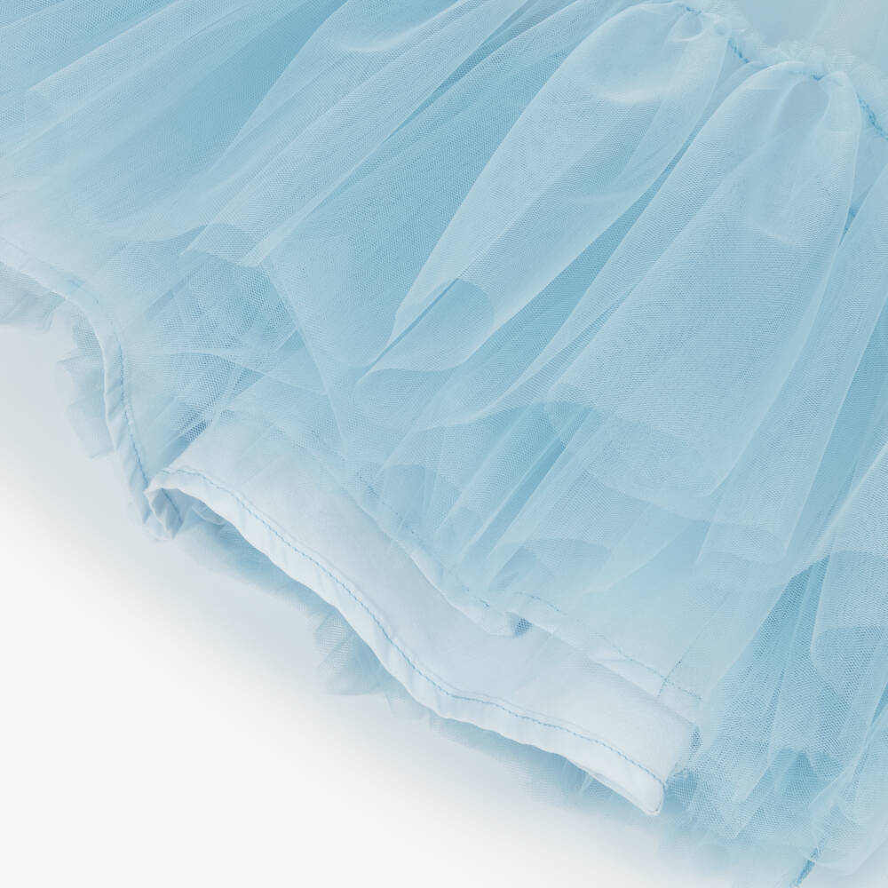 Monnalisa-Girls Blue Ruffle Collar Tulle Dress | Childrensalon