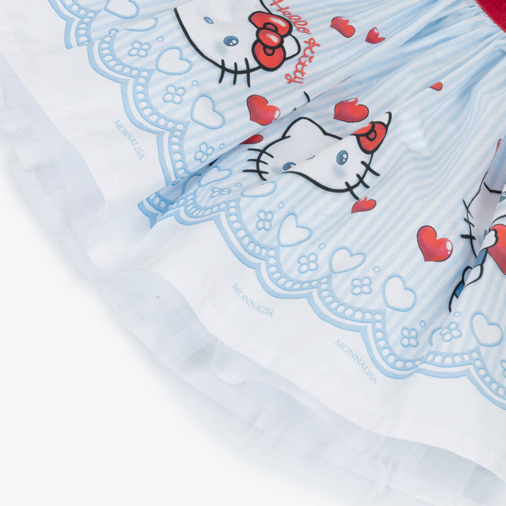 Monnalisa-Girls Blue Stripe Hello Kitty Cotton Skirt | Childrensalon