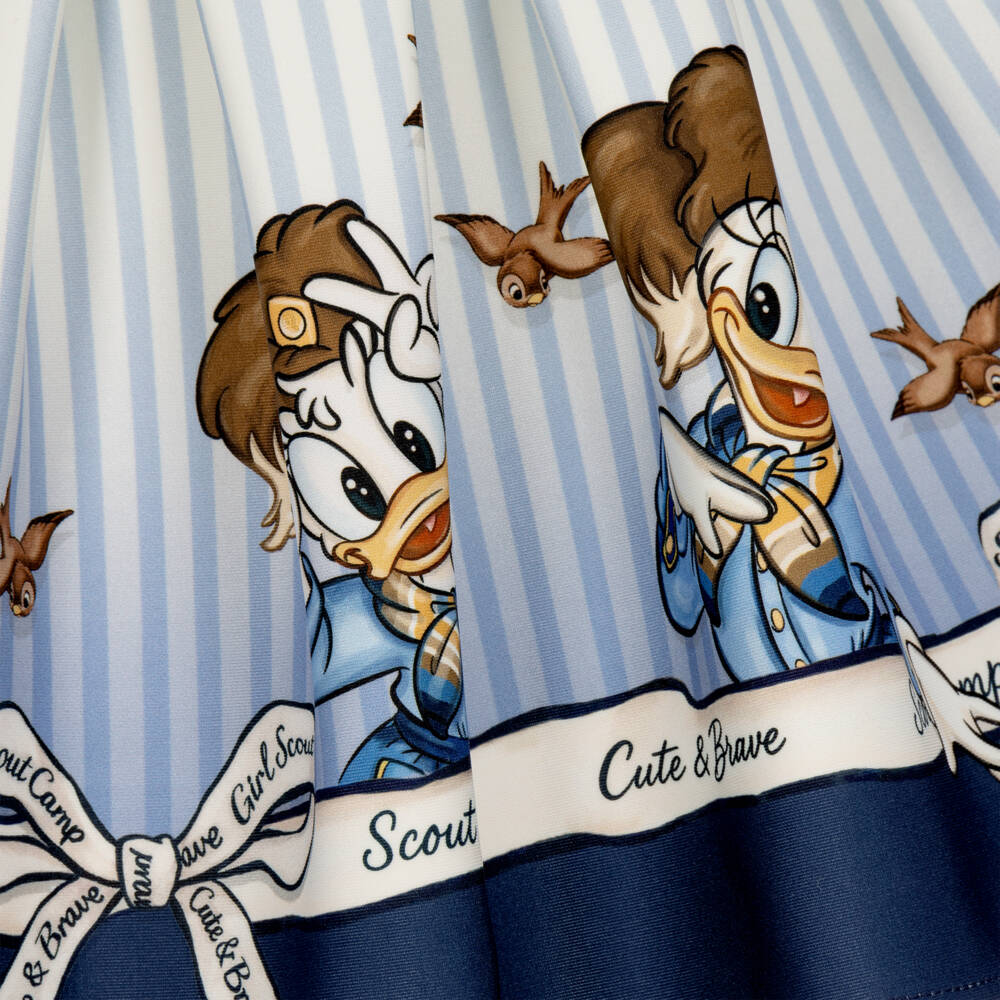 Monnalisa-Girls Blue & White Striped Disney Skirt | Childrensalon