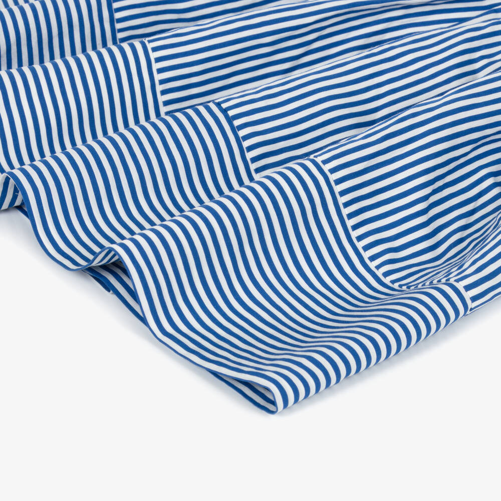 Monnalisa-Girls Blue & White Striped Sleeveless Dress with Bow | Childrensalon