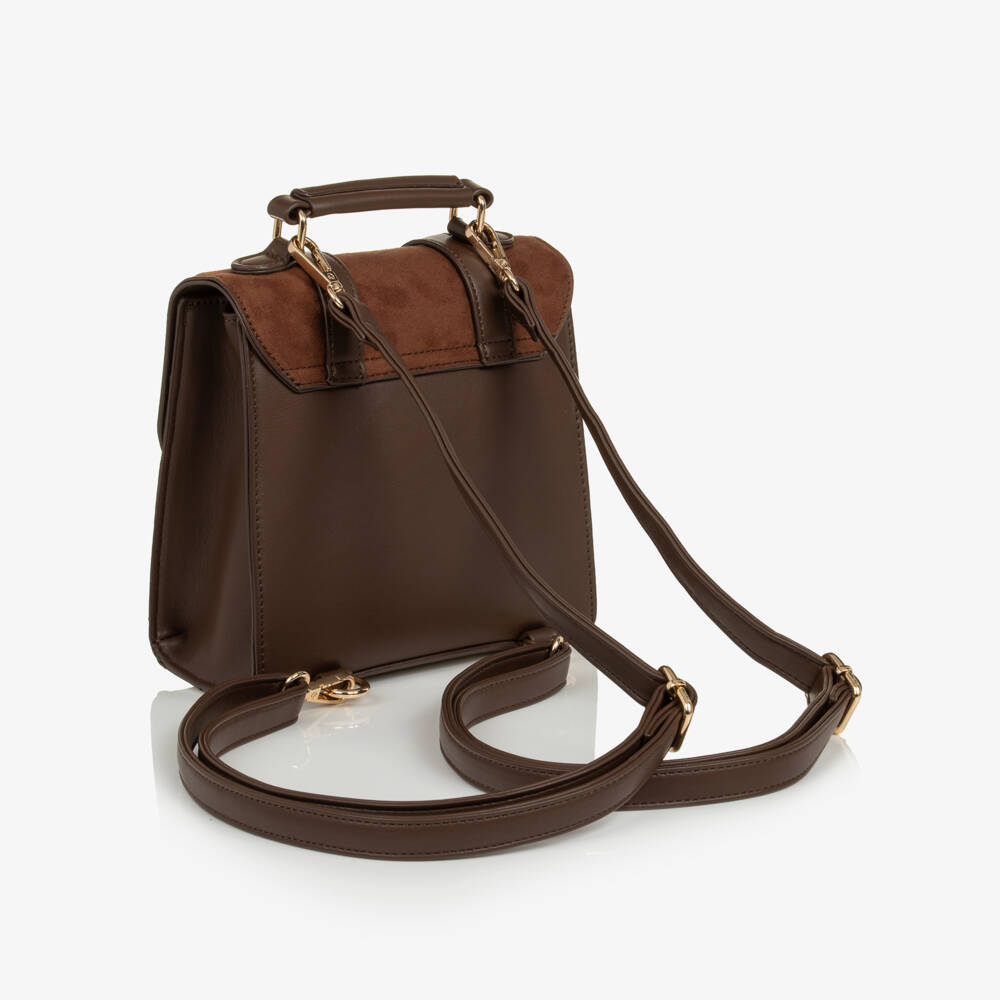 Monnalisa-Girls Brown Disney Check Backpack (19cm) | Childrensalon